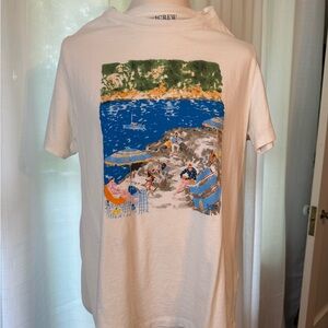 J. Crew Womens Graphic Tee Italian Beach Scene